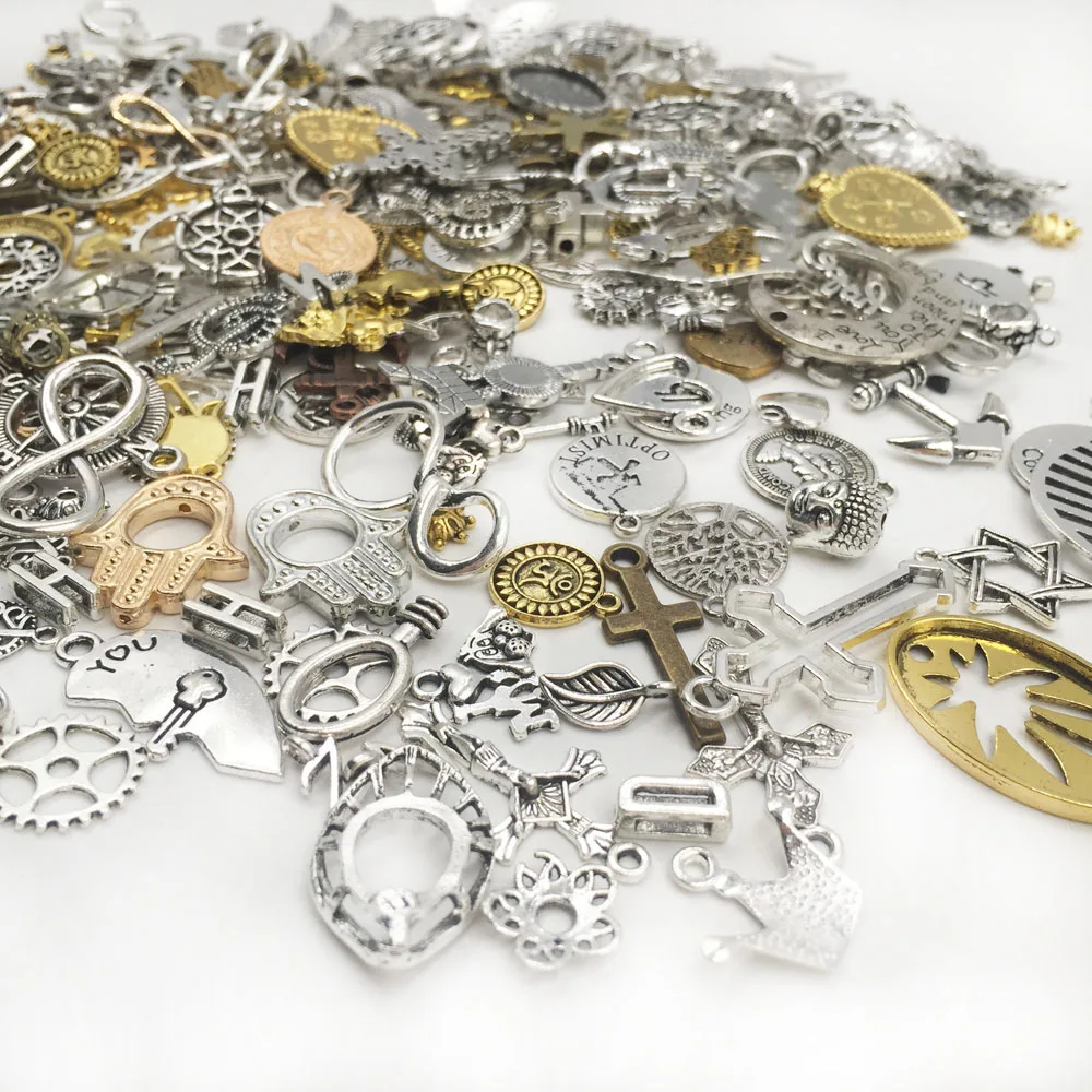 100 г Случайные Смешанные античные посеребренные европейские браслеты