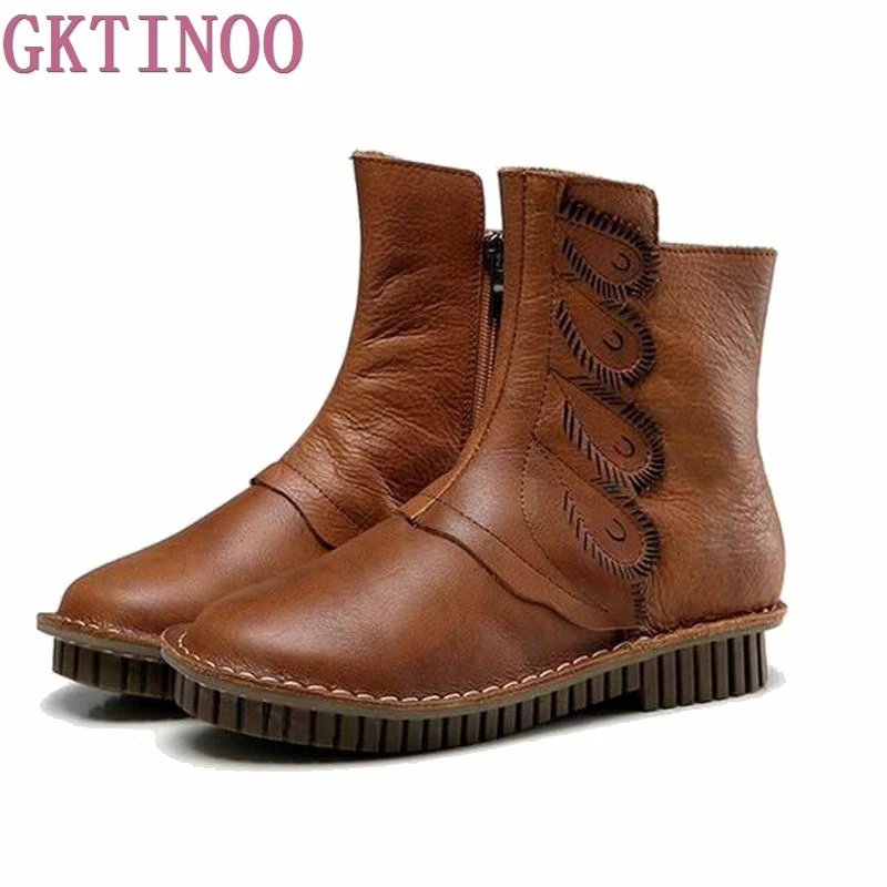 Женская обувь высокого качества Chaussure женские ботинки из натуральной кожи