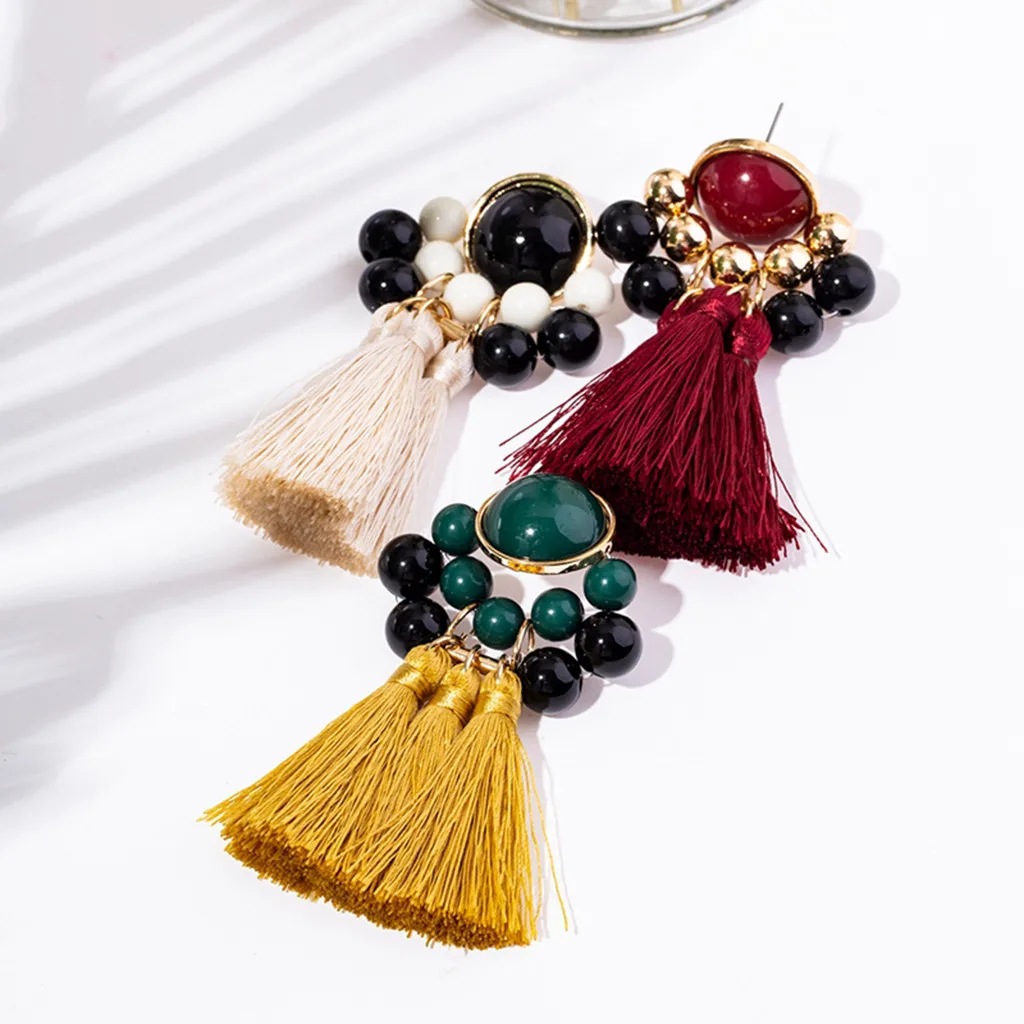 Винтажный инкрустированный горный хрусталь бахромой плюшевый шар серьги кулон