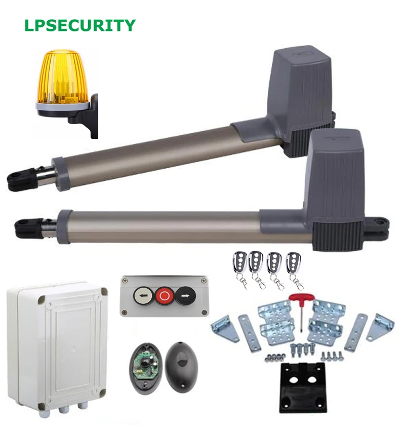 LPSECURITY 24VDC автоматические электрические распашные ворота открывания двери Мотор Комплект(gsm ворот открывания, фотоэлемент, лампа беспроводной клавиатуры опционально