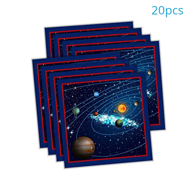 20pcs Paper Napkins Наружное пространство Дети День рождения одноразовые наборы посуды украшения бумажные тарелки салфетки для стаканчиков планеты Солнечной системы Galaxy Вечерние - Цвет: 20pcs Paper Napkins