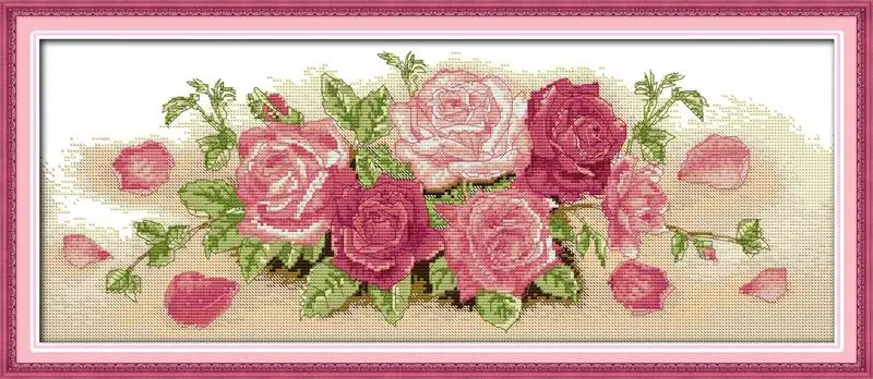 Pink rose flower (2) DMC Cotton Cross Stitch DIY Needlework 14CT 11CT Counted China Kits for Embroidery Craft | Дом и сад