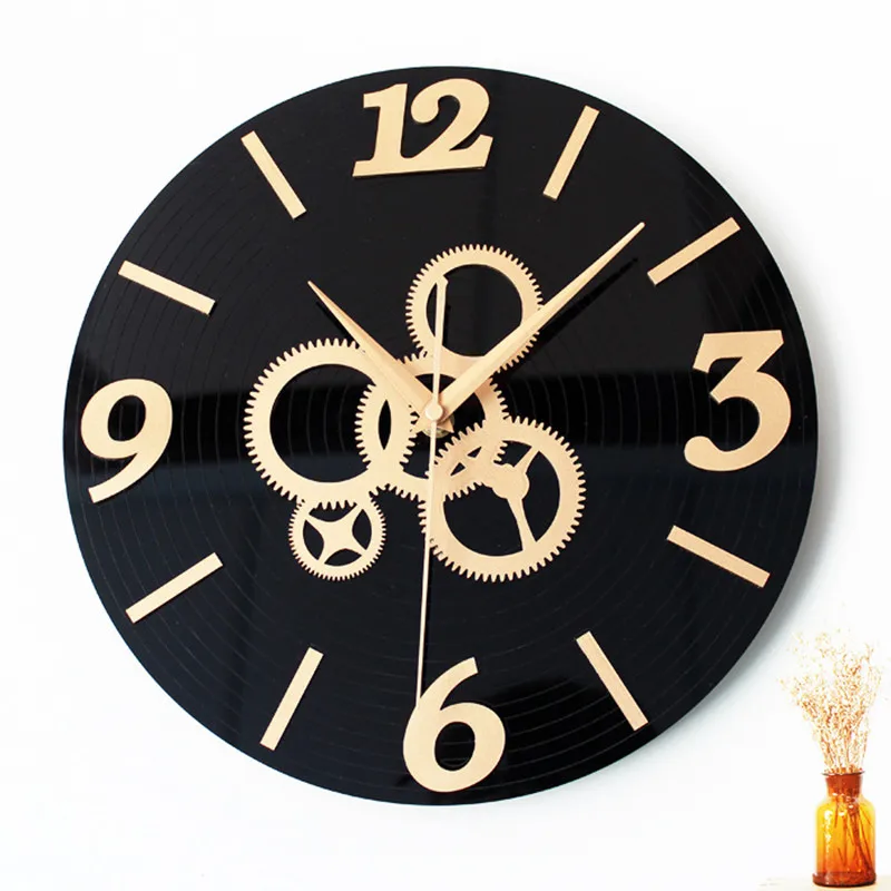 Часы настенные акриловые в ретро стиле бесшумные 3D часы с записью CD домашний