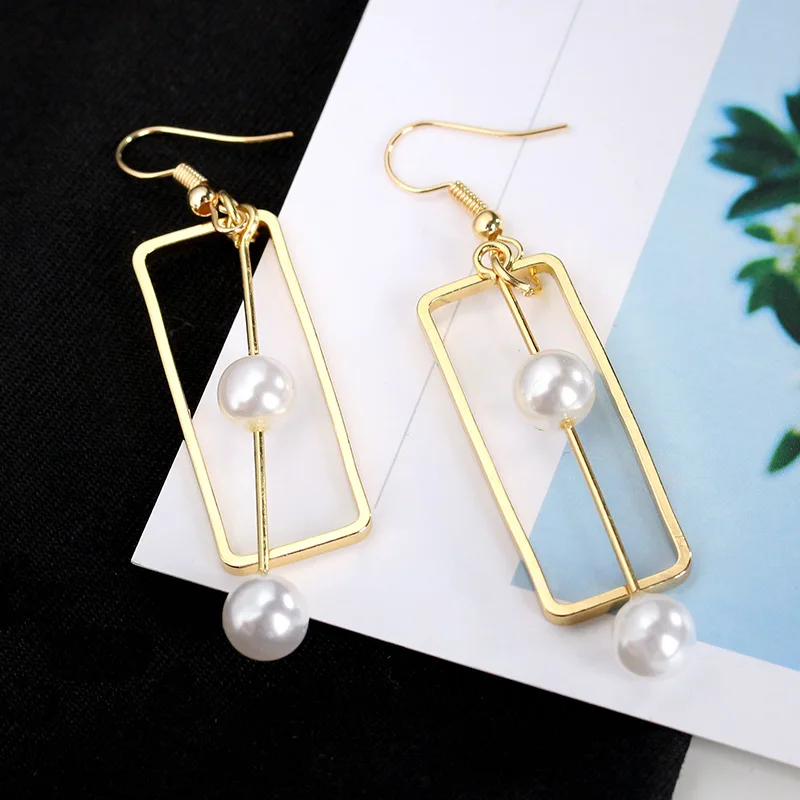 Серьги с имитацией жемчуга полые серьги золотистого и серебряного цветов