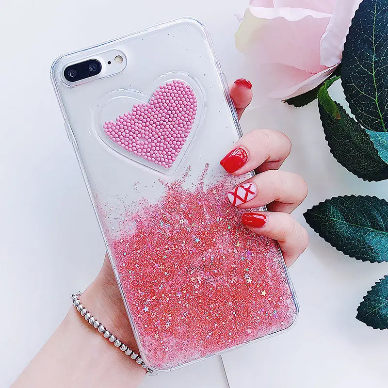 Жидкое Сердце Блеск порошок улыбка лицо облака телефонные чехлы для iPhone X XR XS Max 6 6S 7 8 Plus мороженое мягкая динамическая задняя крышка