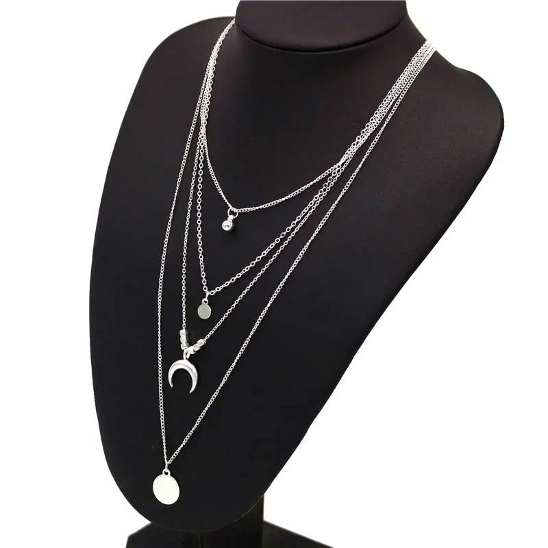 Женское многослойное ожерелье чокер ADOLPH Moon Circle богемные кулоны с многослойным