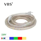 Светодиодная лента 220 В переменного тока 5050 RGB SMD Водонепроницаемая силиконовая трубка 12345678910121520 м RGB белая 60 светодиодым + вилка европейского стандарта