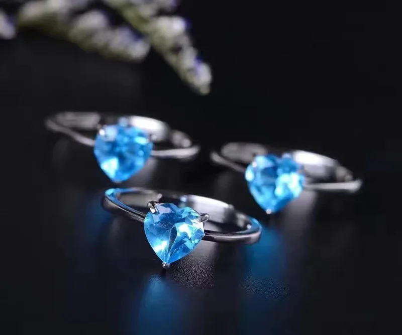 KJJEAXCMY Fine jewelry Natural Topaz Ring in Sterling Silver with 1 Carat Blue Women's | Украшения и аксессуары