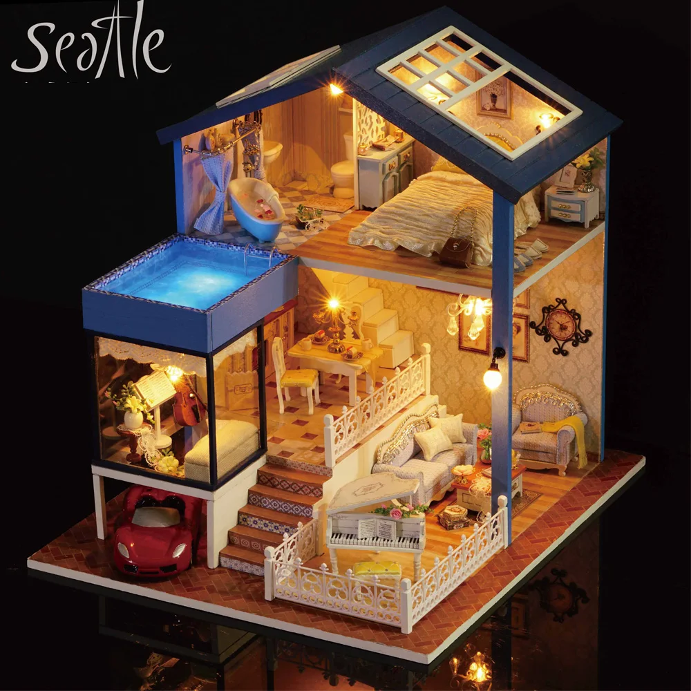 

CUTE ROOM Miniature Doll House DIY Wooden Dollhouse with Furniture Educational Toys for Children New Year Christmas Gift