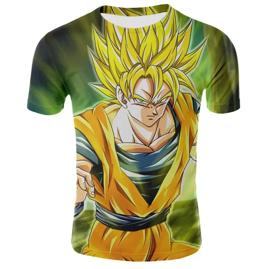 Dragon Ball Z Для мужчин летние футболки 3D печать Супер Saiyan малыш Сон Гоку черный Zamasu