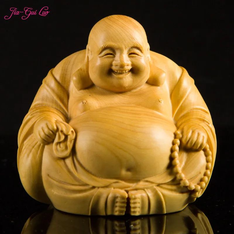 

Статуя Будды Maitreya с резьбой по дереву, украшение для дома, подарок на день Святого Валентина A032