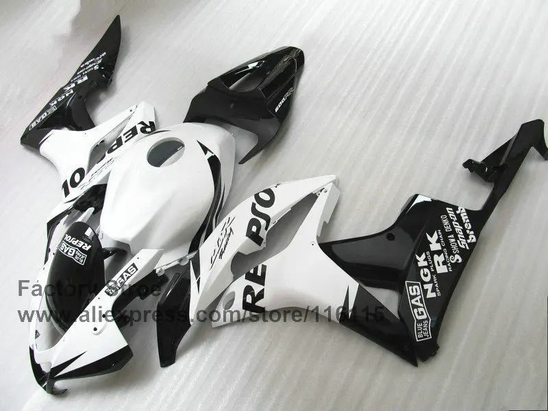 Обтекатели глянцевые черные белые для литья под давлением HONDA CBR 600 RR 2007 2008 на