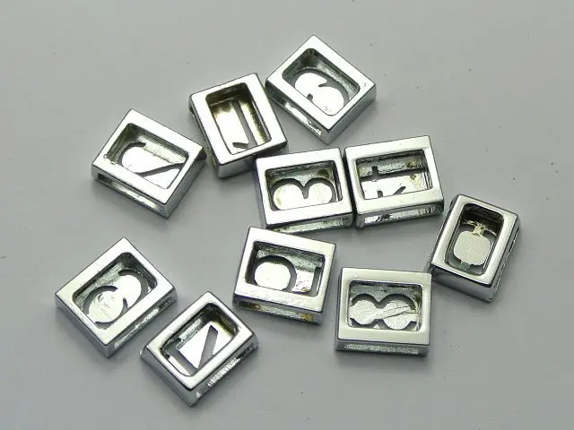 20 Mixed Alloy Carved Number &quot0-9&quot Slide Charm Fit 8mm Wristbands Belt Pet Collar | Украшения и аксессуары