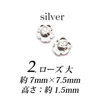 02 Silver 100 шт/партия японские дизайн ногтей 3d-сплав цветок/лепестки роз заклепки металлические маникюрные аксессуары для ногтей DIY украшения ногтей амулеты - Цвет: 02 Silver