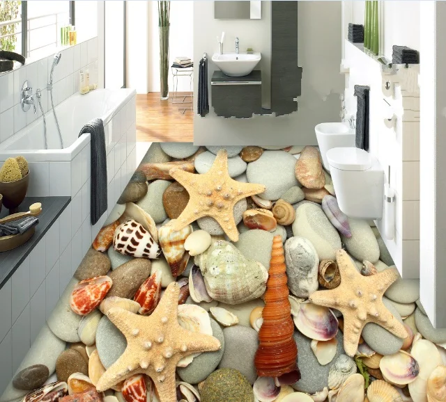 

[Self-Adhesive] 3D Starfish Conch Stone 5 Non-slip Waterproof Photo Self-Adhesive Floor Mural Sticker WallPaper Murals Print