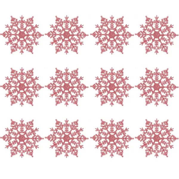 pink Рождественское украшение 12 шт./лот, белая пластиковая Рождественская Снежинка, рождественское окно, Рождественская Снежинка - Цвет: pink