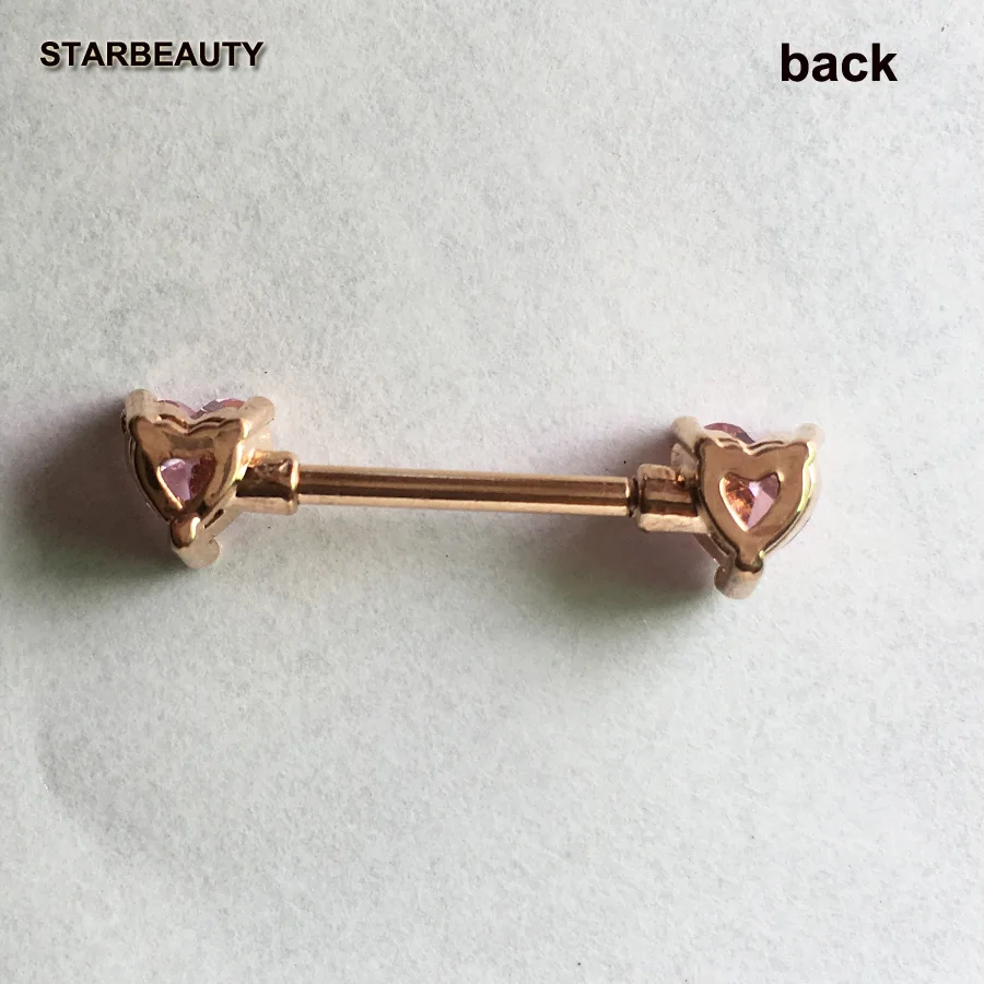 2 шт./заказ кольцо для пирсинга с розовым кристаллом в форме сердца Mamilo