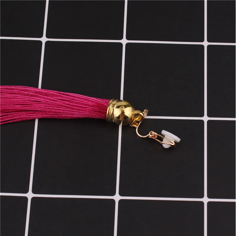 Серьги с длинной кисточкой на клипсе для женщин вечеринок роскошные модные