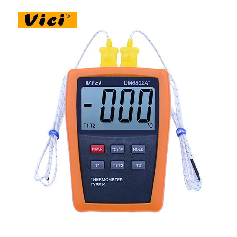 VICI DM6802A + ЖК цифровой термометр измеритель температуры двухканальный k тип зонды