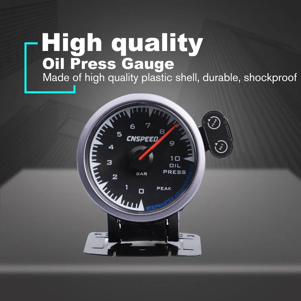 CNSPEED 2.5&quot/60mm 12V 7 Colors LCD Pointer Auto Car Oil Press Gauge BAR Pressure Guage For Racing Meter | Инструменты