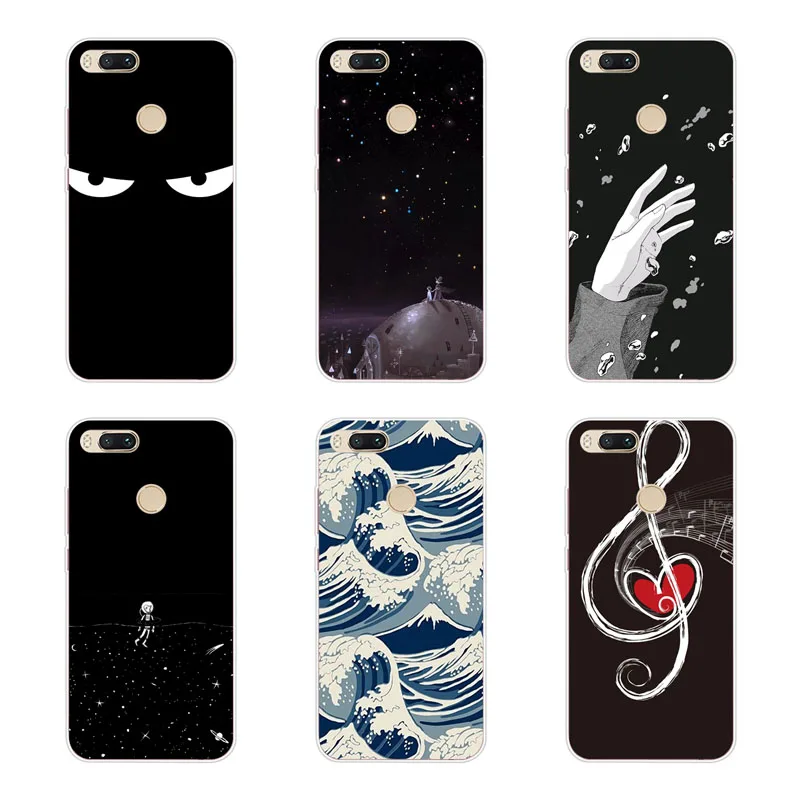 xiaomi mi A1 5X Case Silicon Black graffiti Painting Soft TPU Back Cover for MI Protect Phone cases shell |