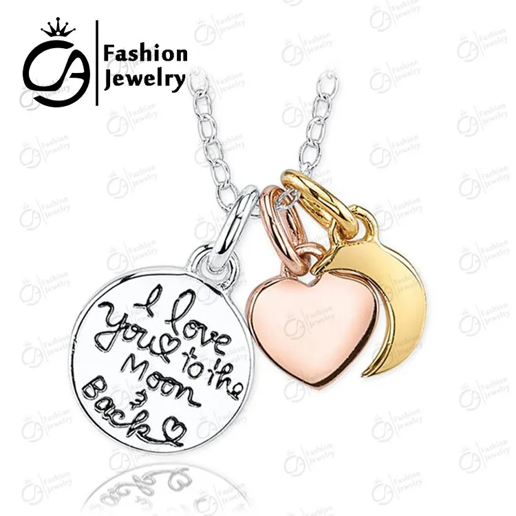 Ожерелье с подвеской I love you to the moon and back 3 части сердце луна роза подарок для матери