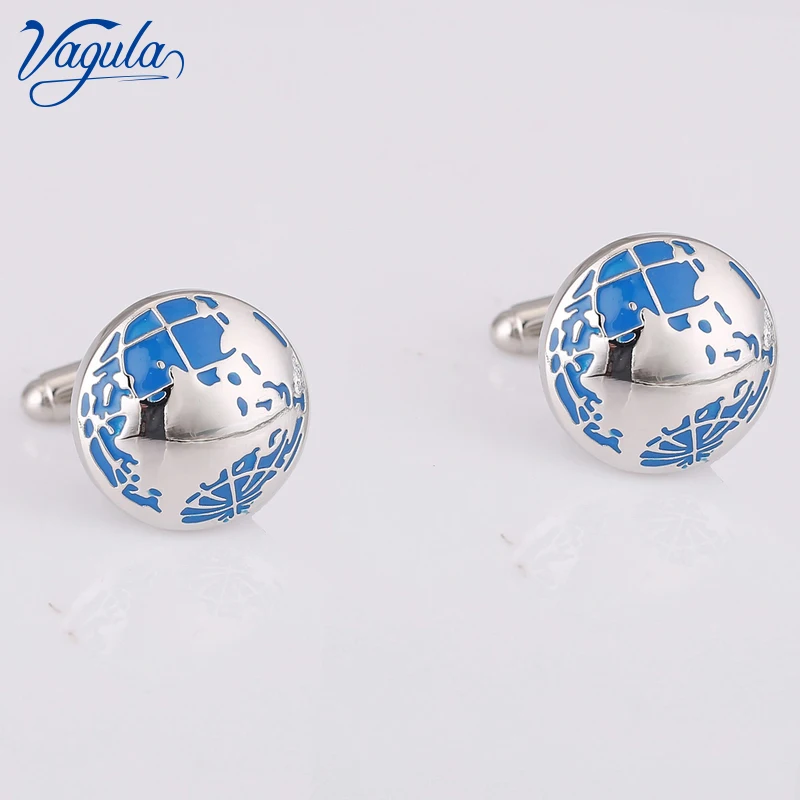 

VAGULA Classic Copper Men's Cufflinks Luxury gift Party Wedding Suit Shirt Buttons Style Blue Map Cufflinks 303
