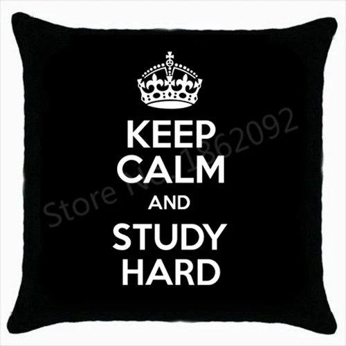 

Novelty Keep Calm and Study Hard Throw Pillow Case Cushion Cover Quote Typography Decorative Pillows Sham Gifts Home Decor 18x18