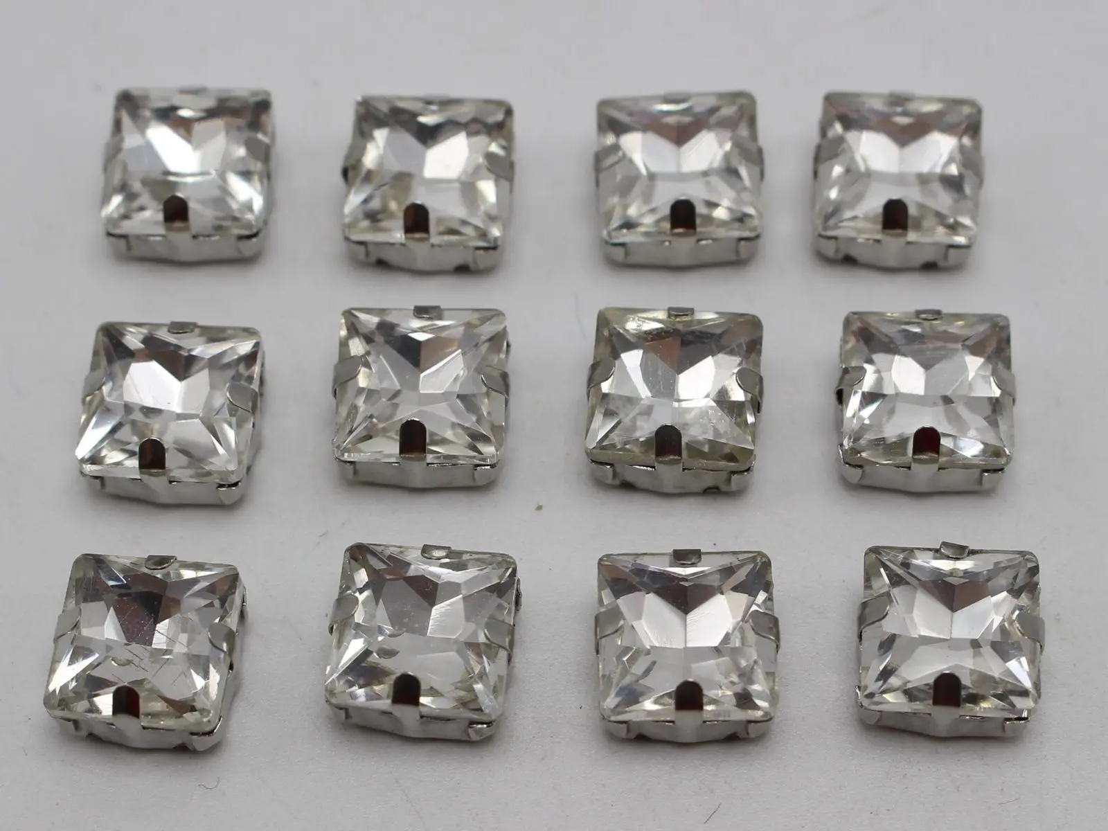 20 серебряных цветов Хрустальные стеклянные квадратные розы Montees 10x10 мм пришивные