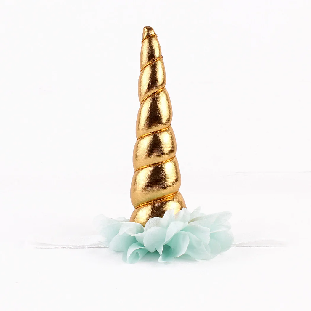 LovelyGlitter Baby Kids Glitter Gold Unicorn Horn Ears Flower Headband Halloween Cosplay Costume Makeup Birthday Party Headdress |