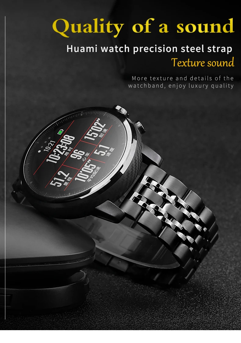 20 мм 22 мм браслет из нержавеющей стали для Amazfit Strato 2 3 samsung gear Sport S2 S3 Galaxy 42 мм 46 мм ремешок для часов металлический браслет