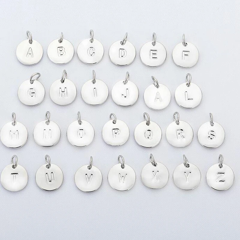 Ожерелье с цифрами 26 Серебряное золотое ожерелье буквами диск женское Алфавит