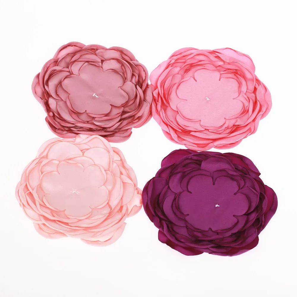 20pcs Handmade Large 9 layers burned satin flower Appliques for girls headband hair clips accessories DIY | Детская одежда и обувь