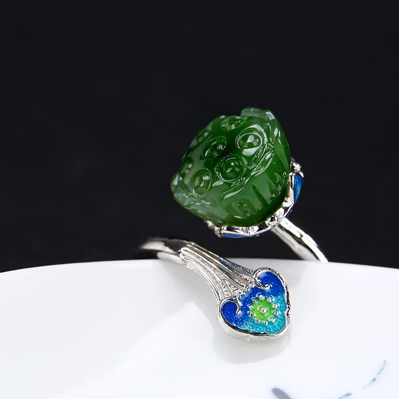 Модное серебряное кольцо Tian Biyu Lotus Cloisonne из серебра S925 пробы античное 2018 оптовые