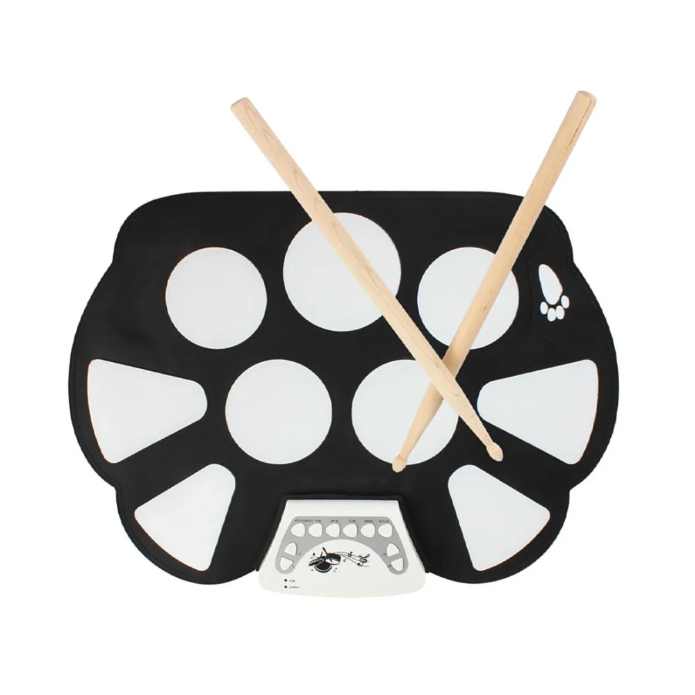 KONIX W758 Цифровой Портативный 9 Pad музыкальный инструмент Электронный рулонный барабан комплект
