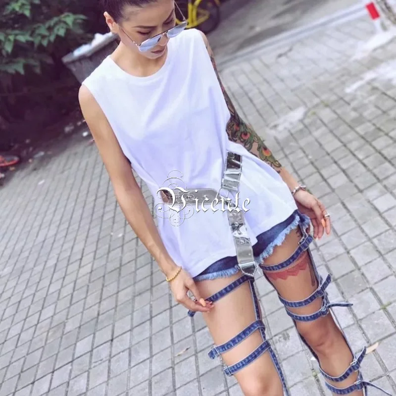 Vicente 2019 Hot Fashion Hollow Out High Waist Solid Color Pencil Pants Spliced Two-piece |