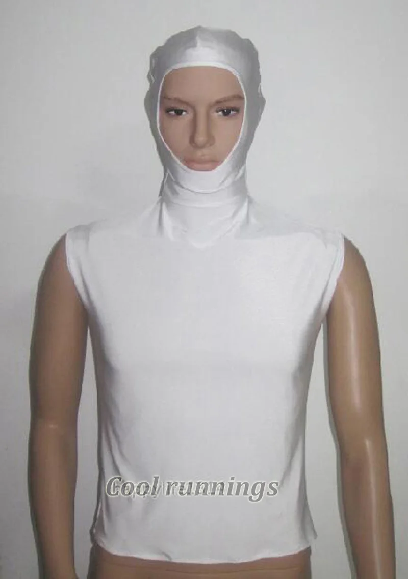 Белый шлем zentai из спандекса для взрослых с капюшоном вечевечерние НКИ на