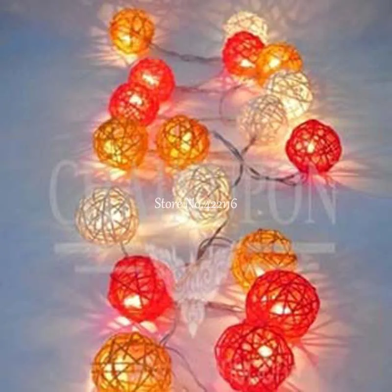 Светодиодная гирлянда из ротанга в виде шара 5 м 20 дюймов|light garland|string lightsled string lights