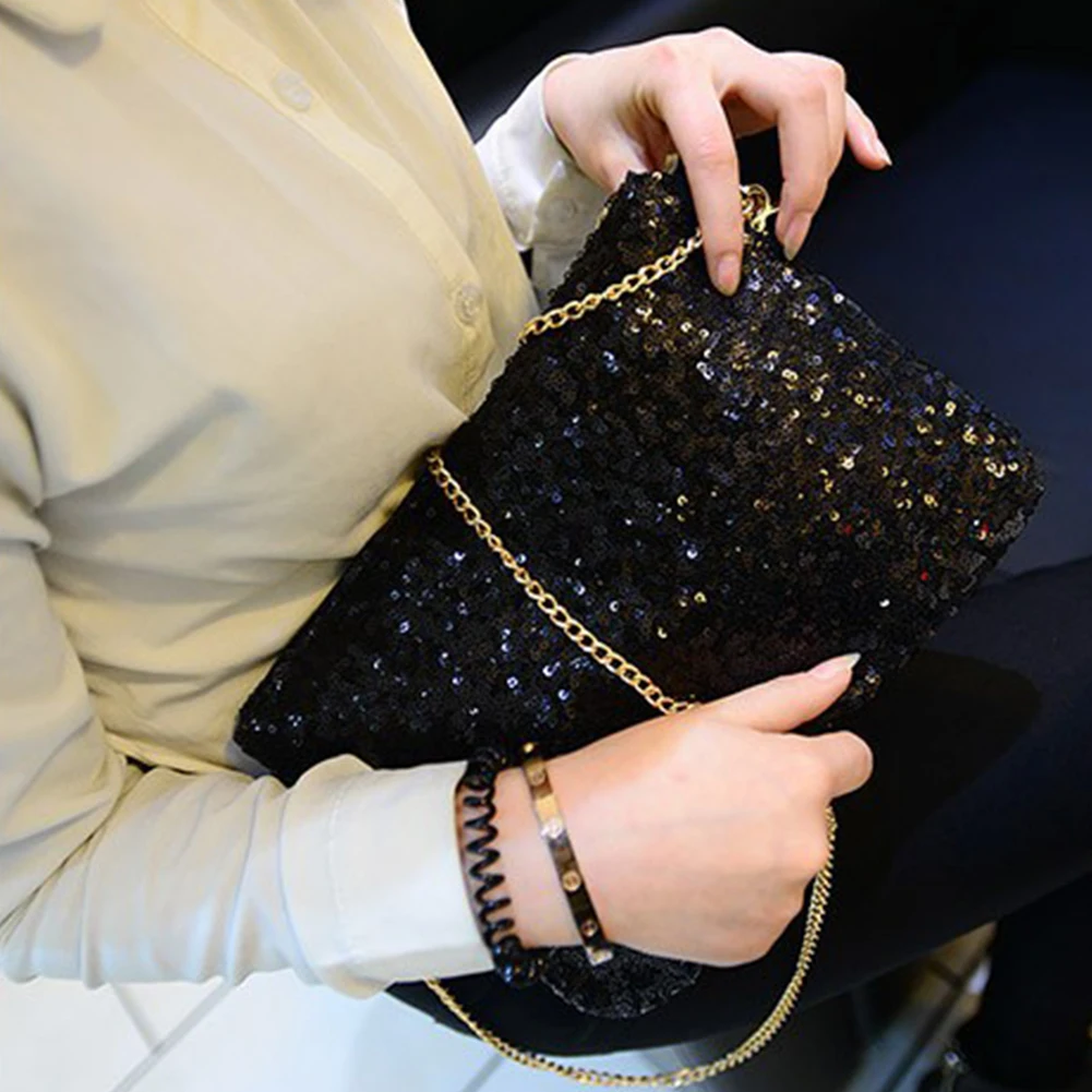 Женская Блестящая сумка через плечо вместительная модная Клубная вечерняя
