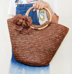 Ротанговая соломенная Цветочная сумка женская Клубничная пляжная | Багаж и сумки