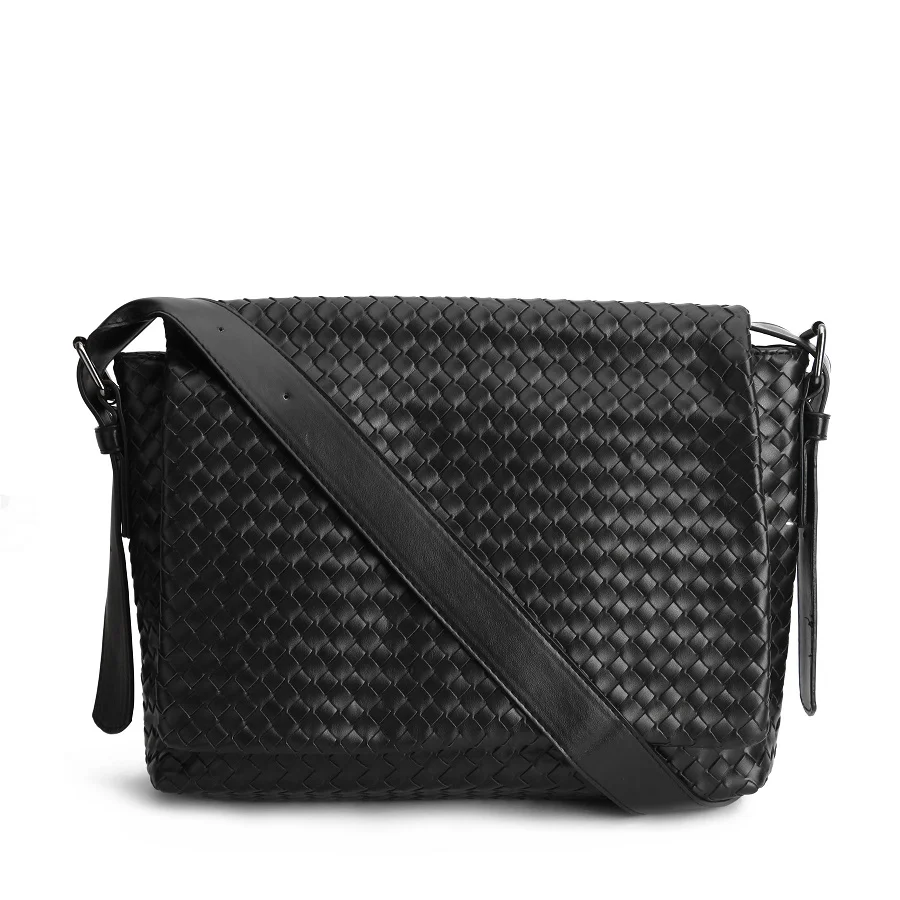 Черный Премиум искусственная кожа сумки мужские сумки тканые Crossbody сумки - Цвет: Черный