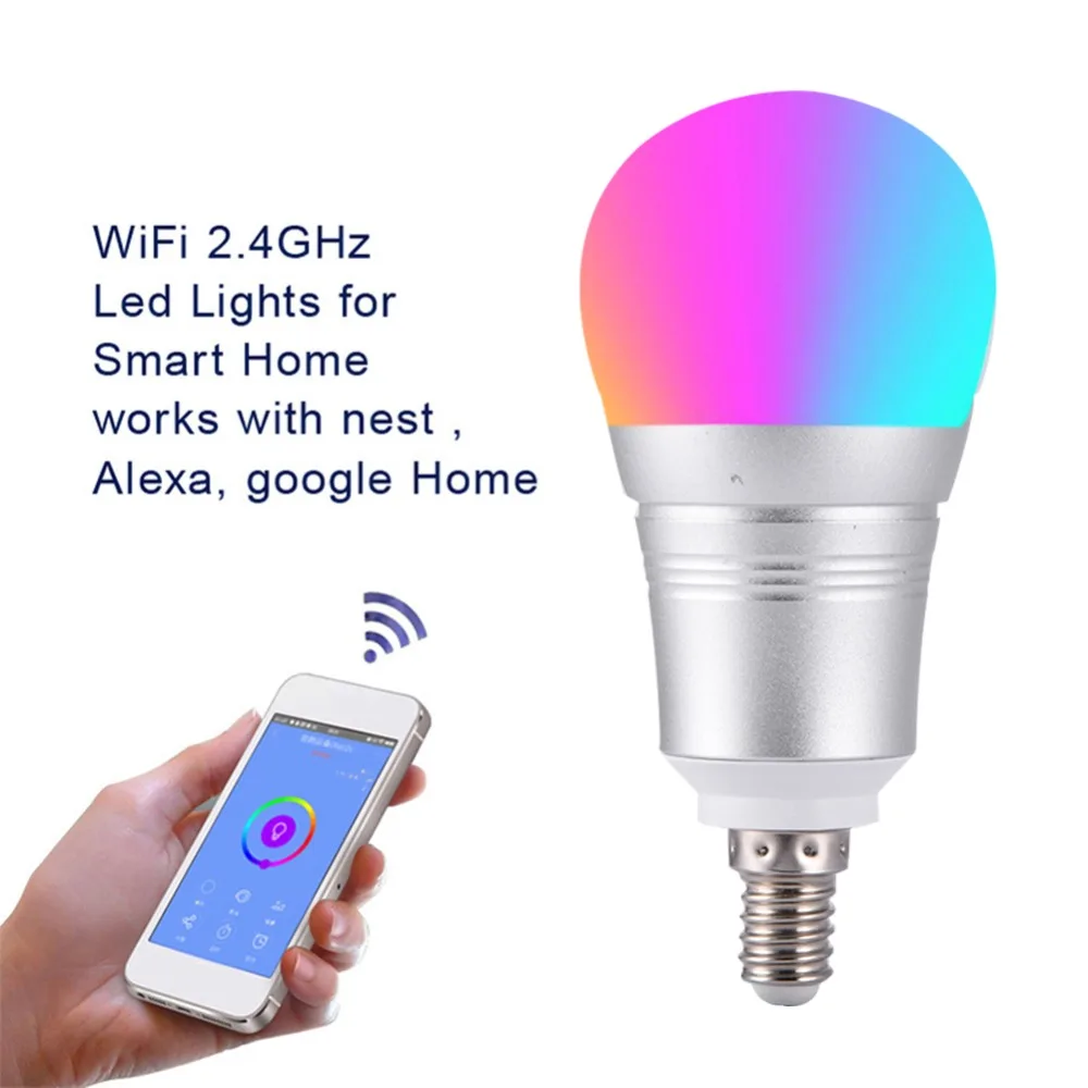 Фото Fcmila 7 Вт Беспроводной WiFi умный светодиодный лампы E27 E26 B22 E14 Светодиодная лампа rgbw Fcmila 7 Вт Беспроводной WiFi умный светодиодный лампы E27 E26 B22 E14 Светодиодная лампа rgbw