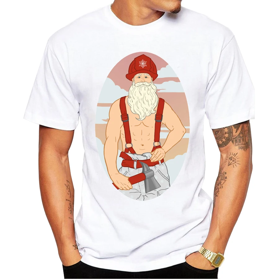 2018 Мужская Рождественская футболка модные мужские футболки с принтом Санты