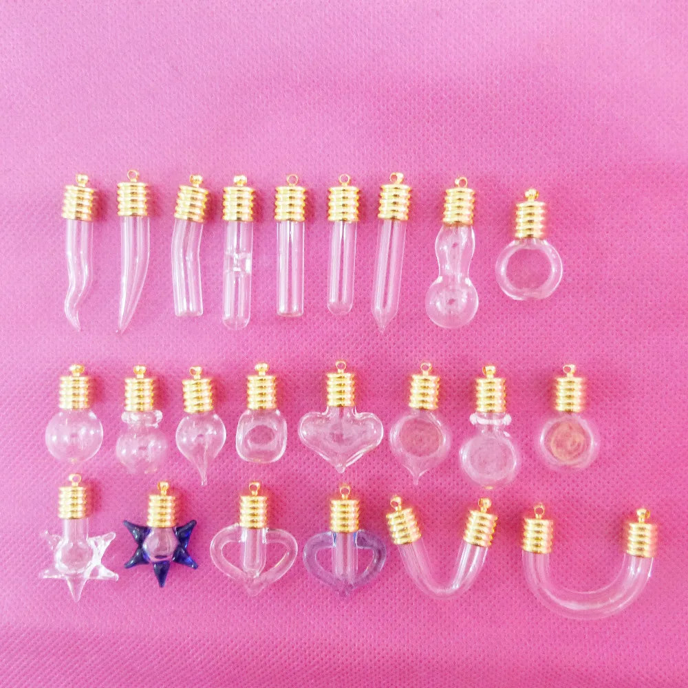 10 комплектов прозрачная стеклянная бутылка диаметром 6 мм с золотистой крышкой и