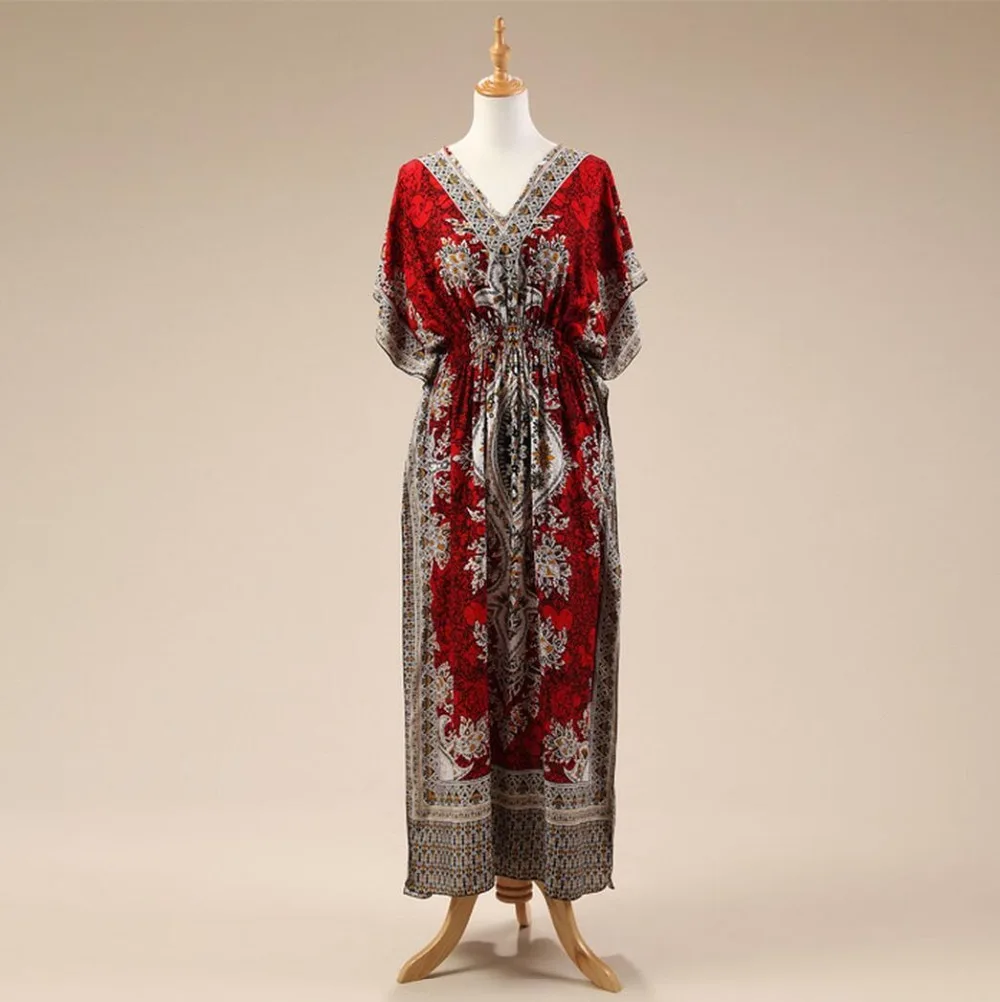 2020 пляжное платье кафтан этническое вискозное макси Женская винтажная туника