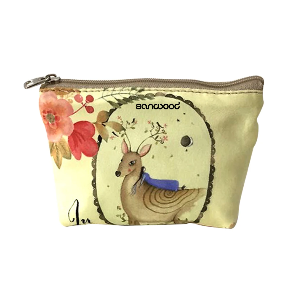Хорошее качество симпатичный детский холщовый кошелек на молнии с животным