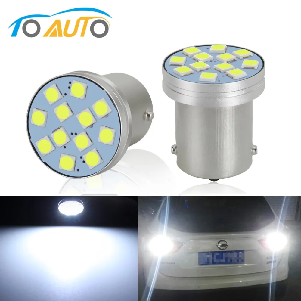 2шт 1156 BA15S P21W R5W Led белый противотуманный хвост поворот 3 Вт 12SMD 3030 чип светодиодный
