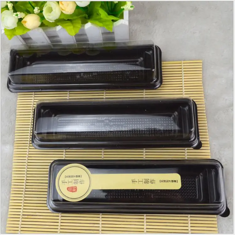 Прозрачная прямоугольная упаковочная коробка с крышкой черная пластиковая для