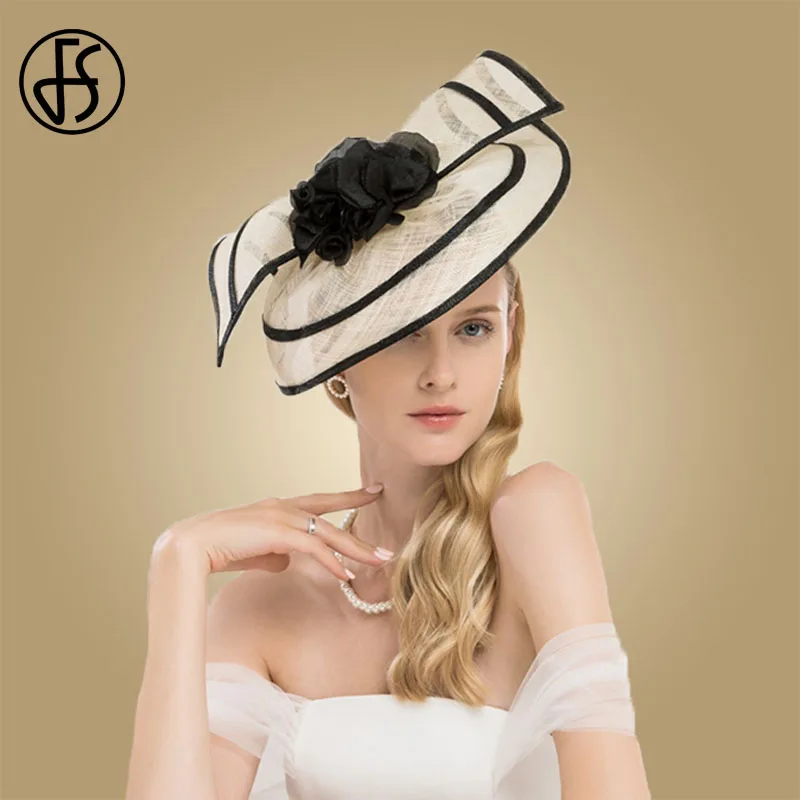 FS Fascinator Hats Sinamay Weddings Women Party Cocktail Pillbox Hat With Flower For Church Dress Ladies Kentucky Derby Fedora