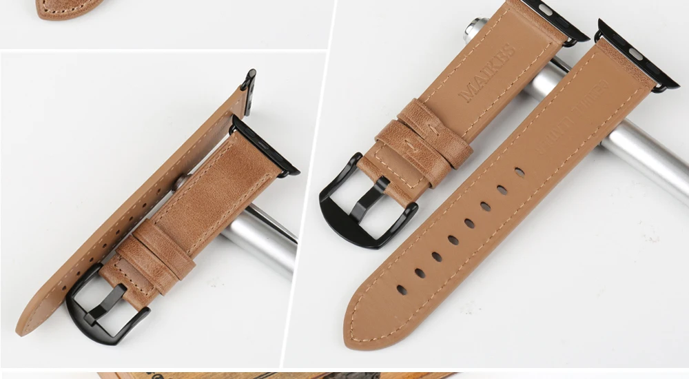 Кожаный ремешок MAIKES из натуральной кожи для Apple Watch, 44 мм, 42 мм, 40 мм, 38 мм, серия 4, 3, 2, 1, iwatch, ремешок для Apple Watch
